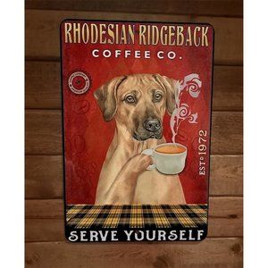 Rhodesian Ridgeback Dog Coffee Co 8x12‎ Metal Wall Sign Animal Poster